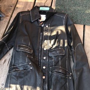Blink 3/4 Designer Black Leather Jacket w/ Pockets